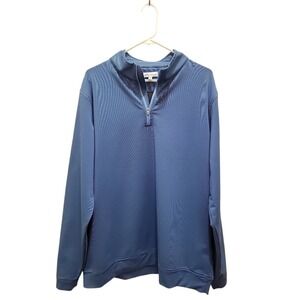 Peter Millar Men's XL Blue 1/4 Zip Mock Neck Pullover LS Golf Activewear Logo